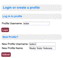 Login and profile creation page